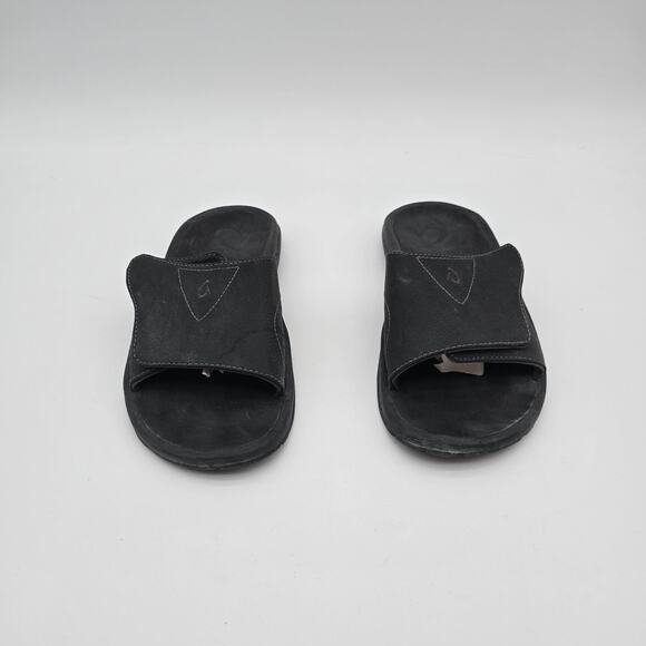 Olukai Sandals Mens 10 43 Black Nalu Slides Shoes Slip On Hook Loop Water - Picture 4 of 11